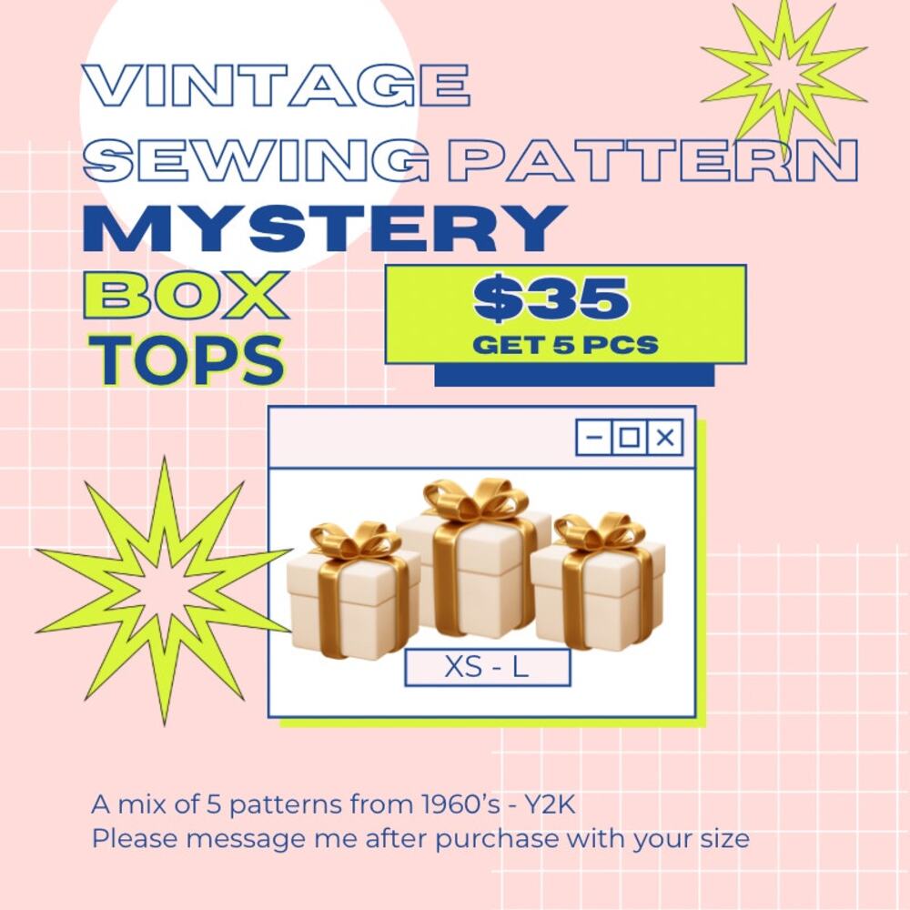 Vintage Sewing Pattern Mystery Box WOMEN Tops 5 for $35 1960s - Y2K Any Decade
